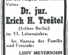 Treitel-Todesanzeigen in der deutschsprachigen Zeitung 