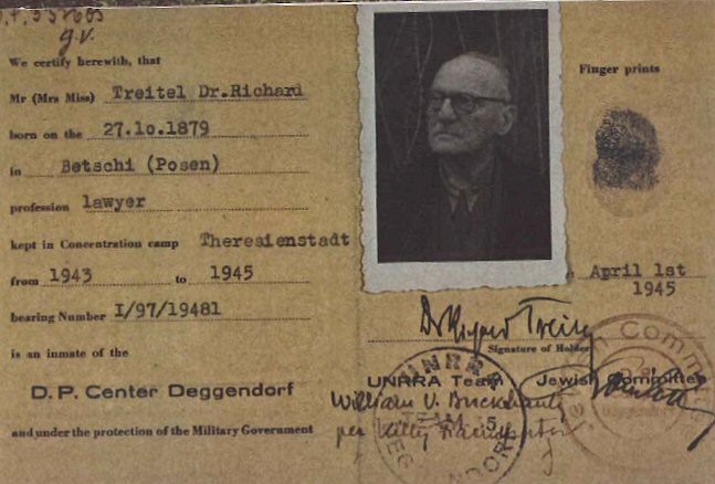Dr. Treitels Lagerausweis im DP-Camp 7 Deggendorf (Archiv Jüd. Museum Berlin)